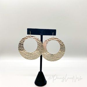 Vintage Zebra Print Silver Hoop Earrings